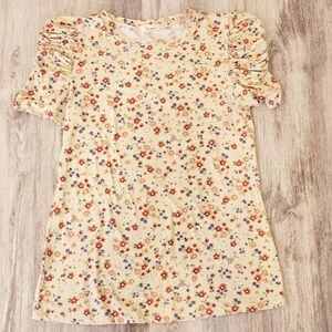 Women's Les Amis Floral Ruffle Sleeve Shirt Medium